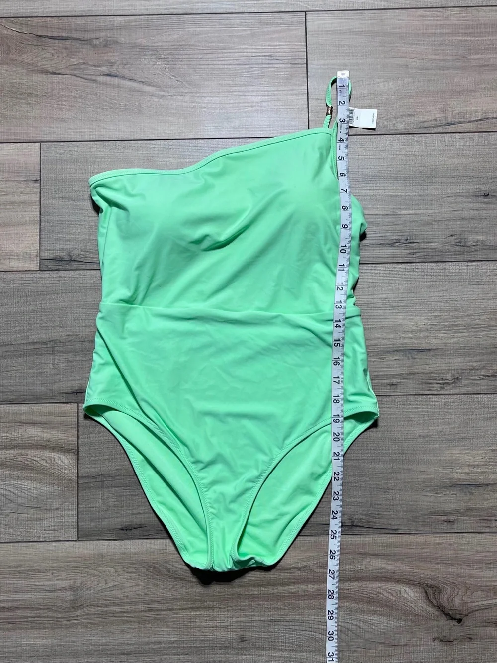 Aerie Womens Beaded One Shoulder One Piece Swimsuit Size Large Lime Green